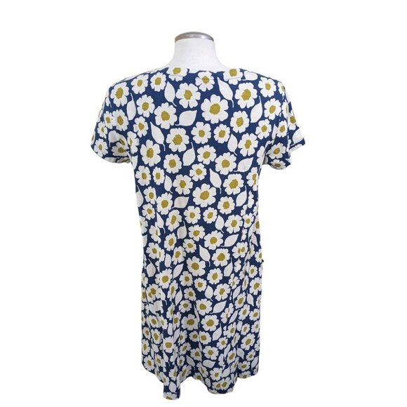 Seasalt Cornwall Dress US 8 Daisy Floral Navy Blue Olive Green Cotton Pockets - Picture 4 of 6